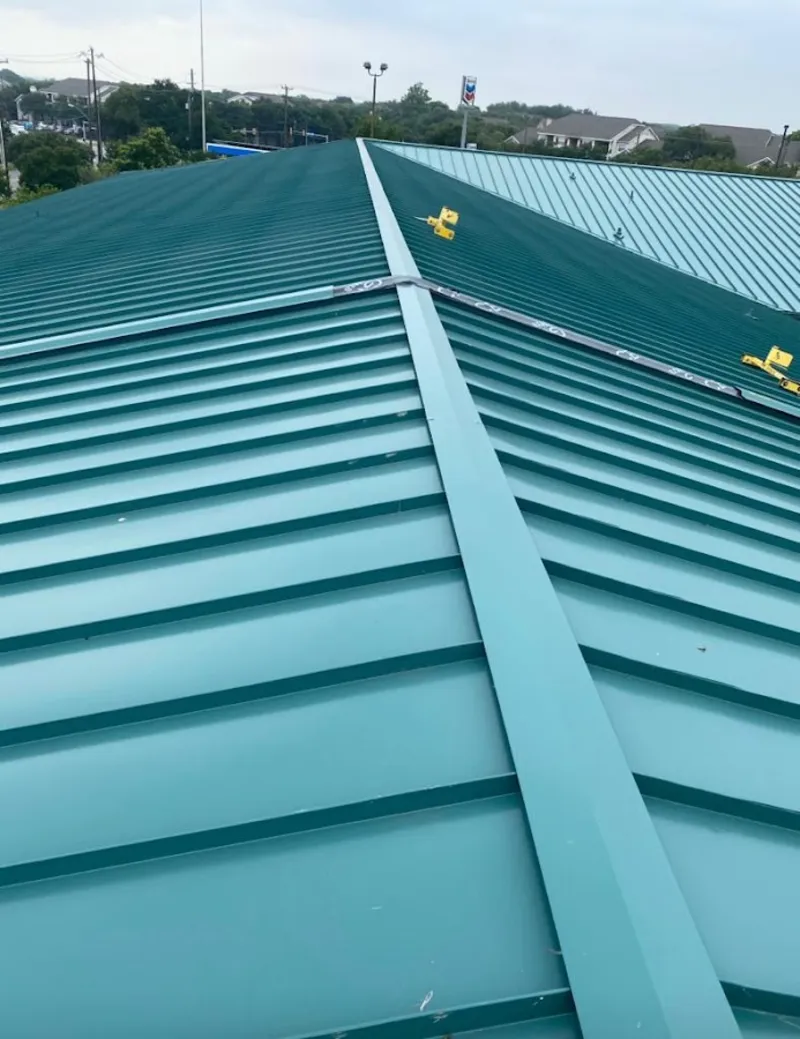 Green commercial metal roof ridge and valley for Metal Roof Repair in Vacaville